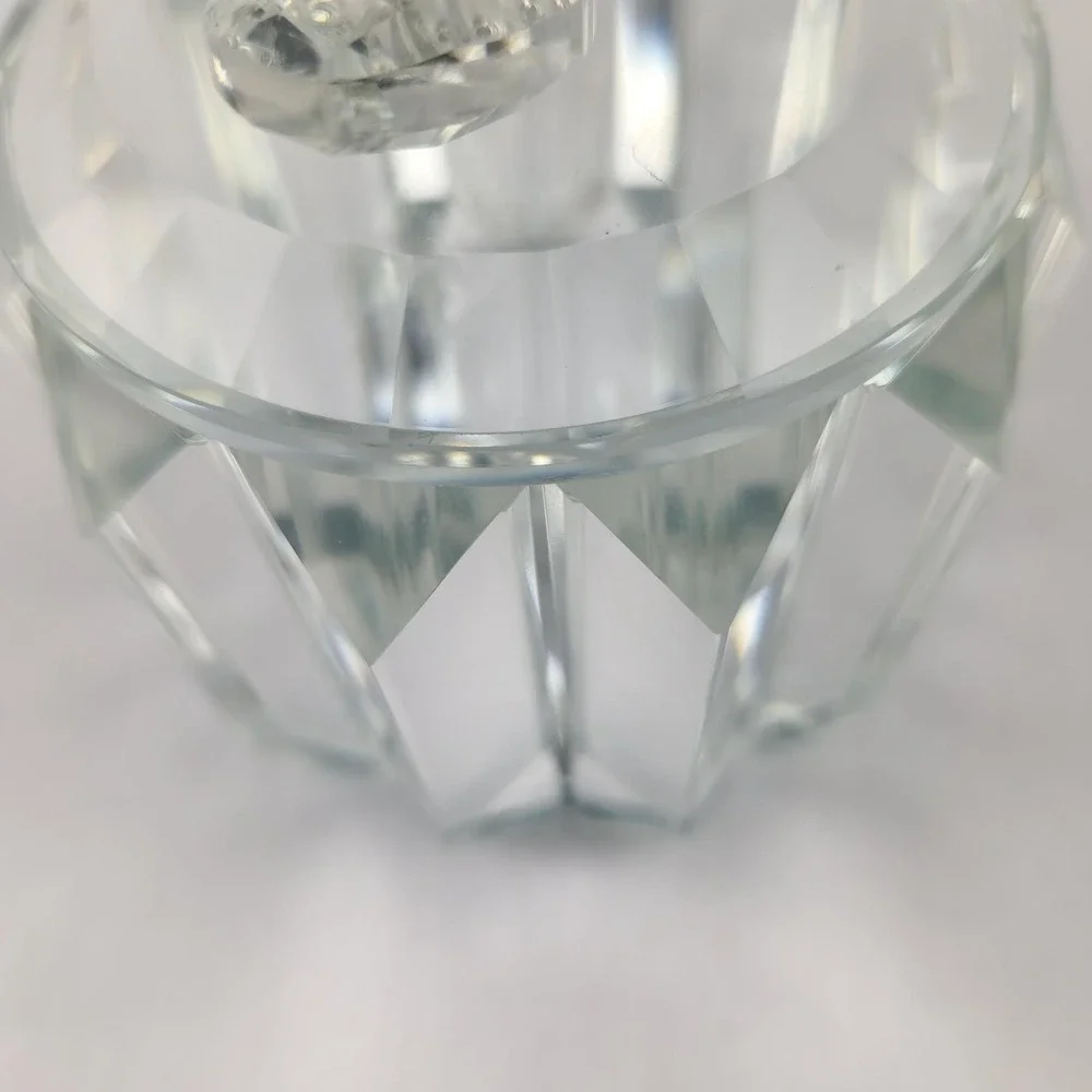 Faceted Crystal Glass Panel Trinket Jar with Lid‎ Prismatic Vanity Decor